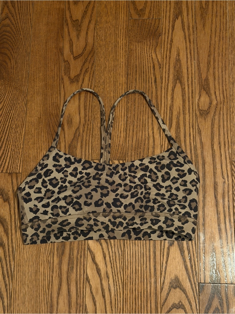 lululemon athletica Leopard Print Thin-Strap Sports Bra in Taupe and Black
